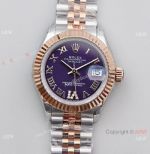 (TWS) Swiss Clone Rolex Datejust 28 Purple Roman vi Diamond Watch